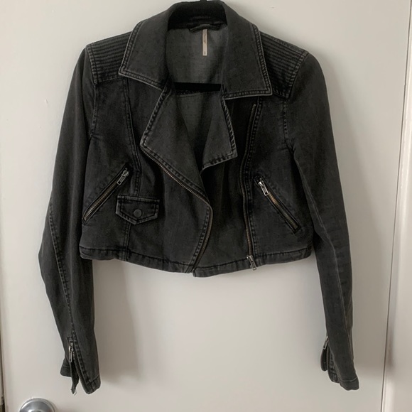 Free People denim cropped jacket